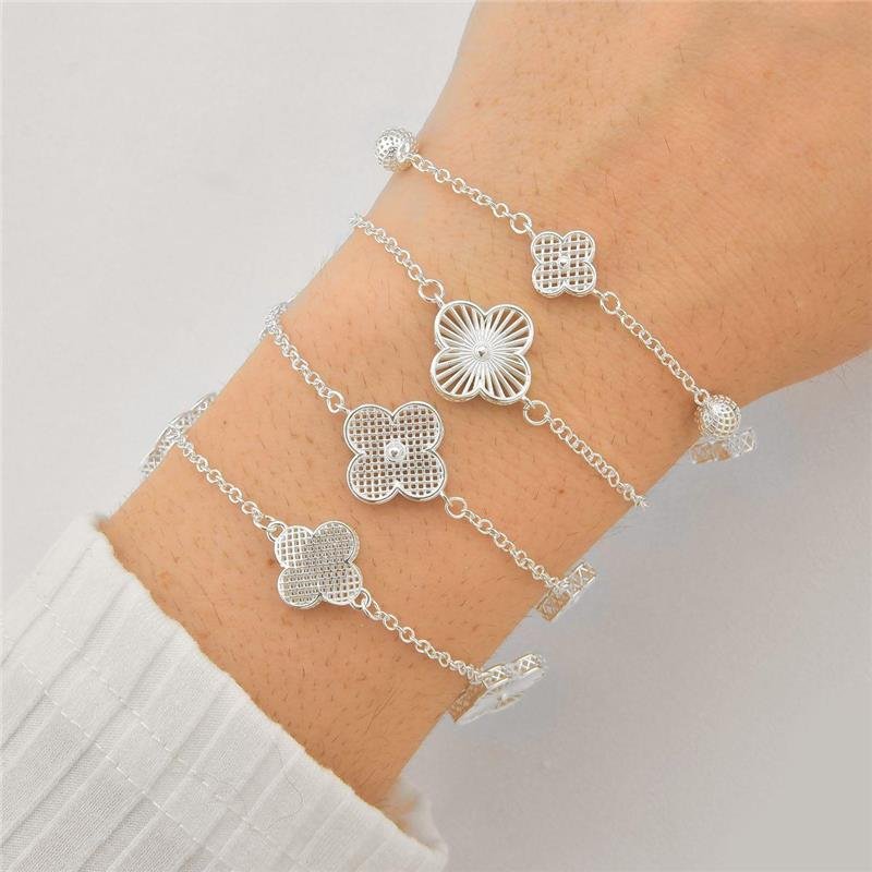Pulseira Prata Legitíma Trevo Luxo