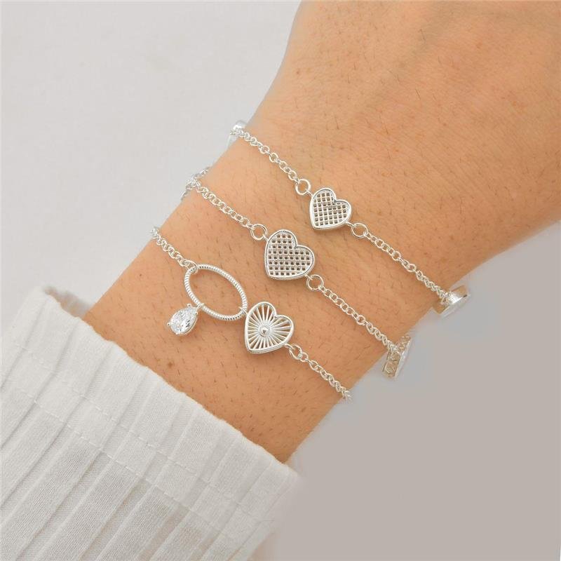 Pulseira Prata Legitíma Trevo E Coração