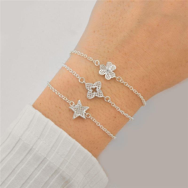 Pulseira Prata Legitíma Trevo Luxo