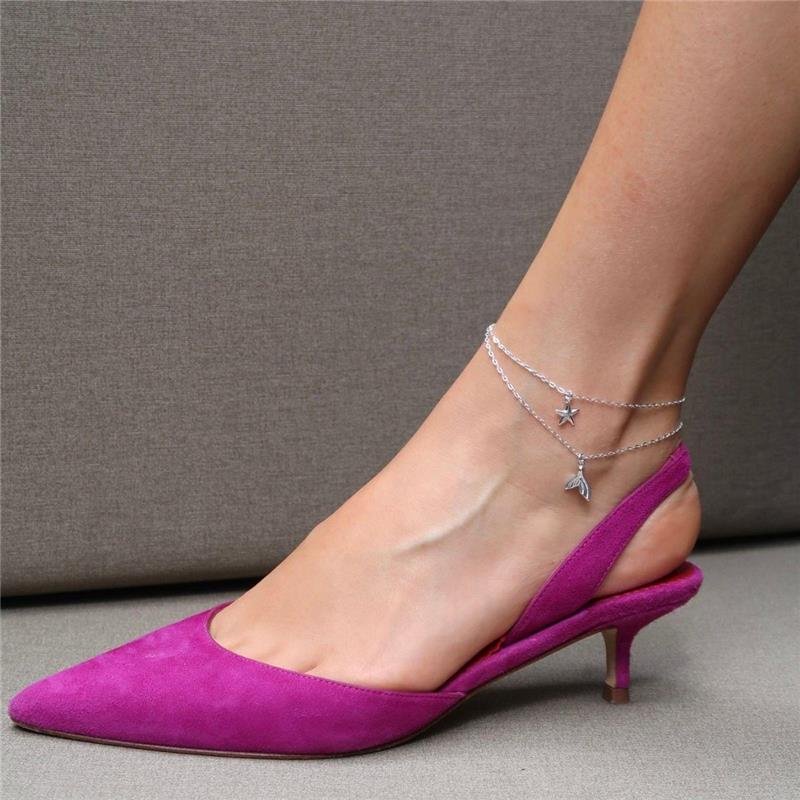 Tornozeleira Prata Leve Cauda de Sereia