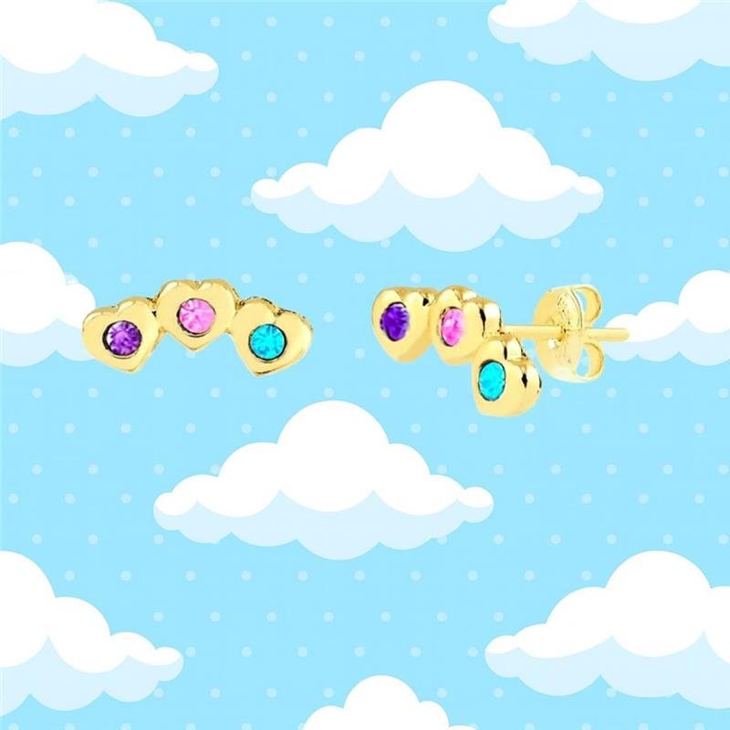 Brinco Infantil Ear Cuff Corações Colors