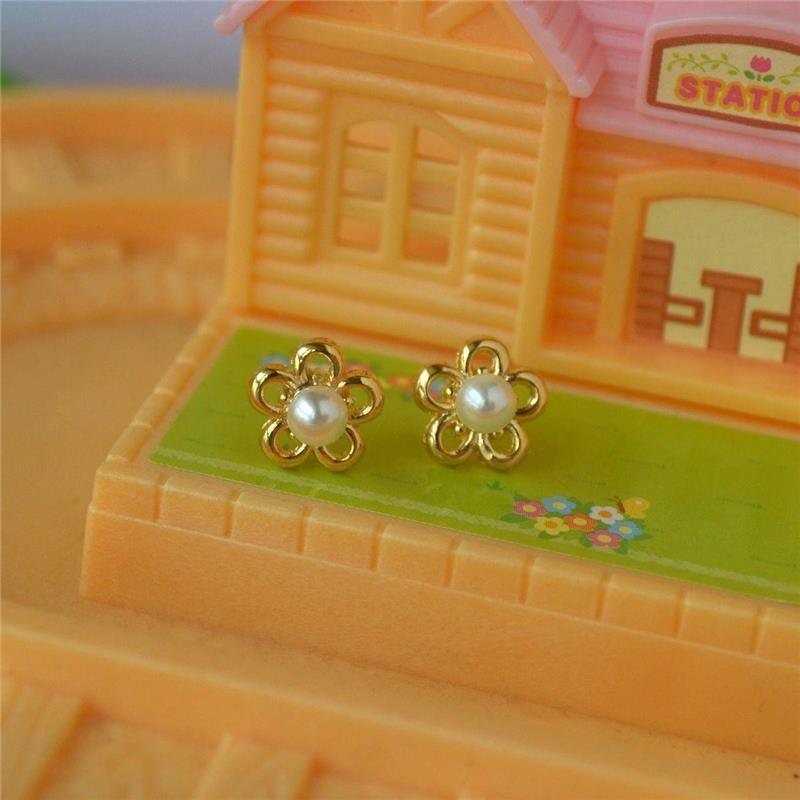 Brinco Infantil Flor Pérola ou 2º Furo