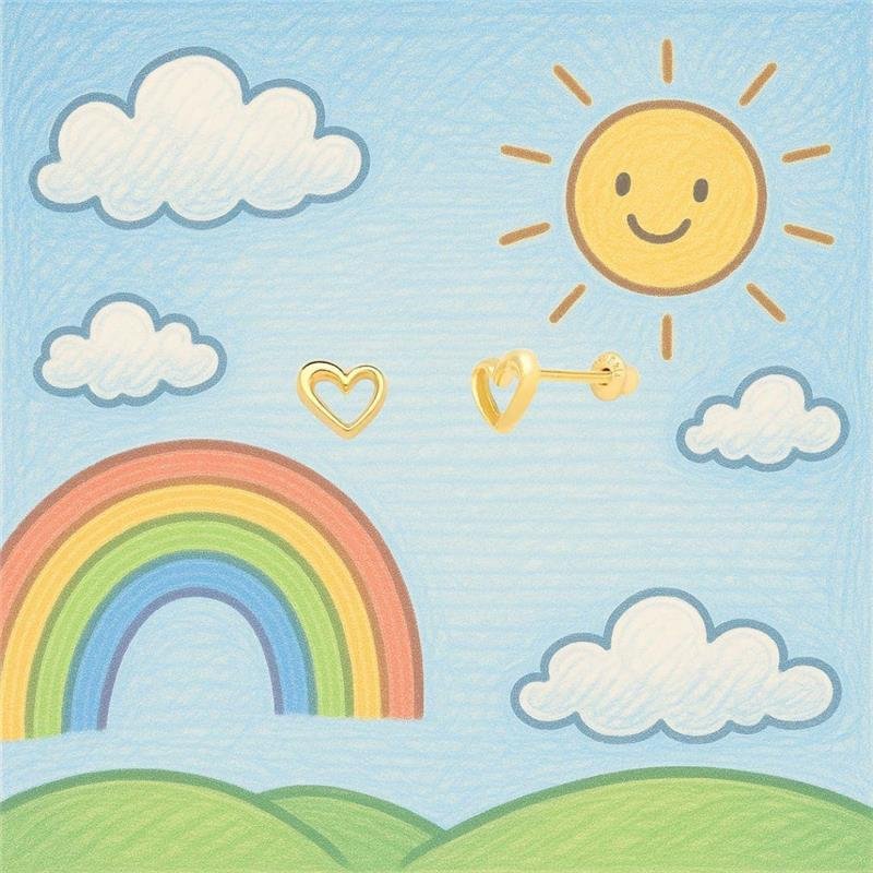 Brinco Infantil Coração Vazado