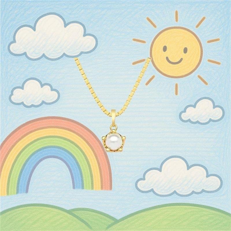 Colar Infantil Coroa com Pérola 3mm