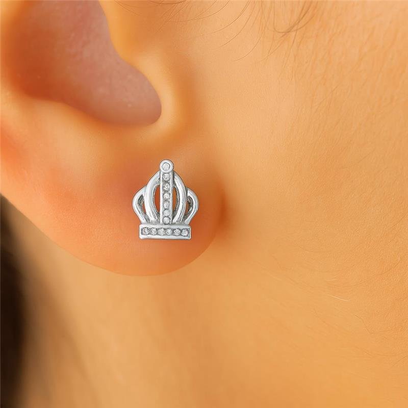 Brinco Prata Leve Coroa 