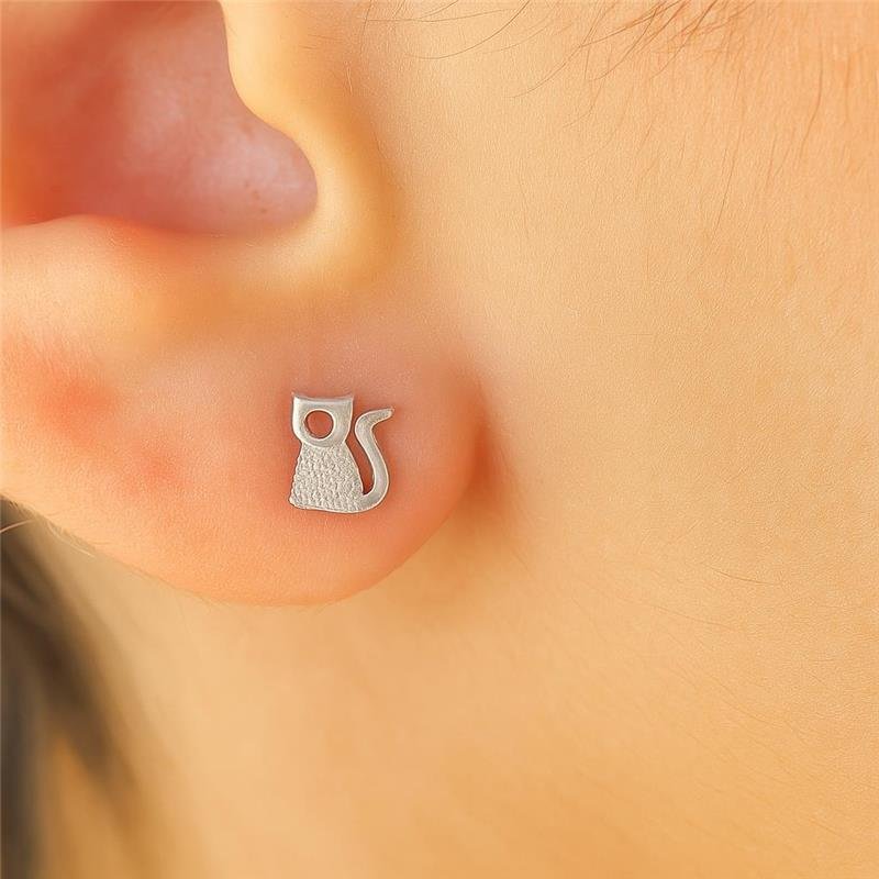 Brinco Prata Leve Gatinho