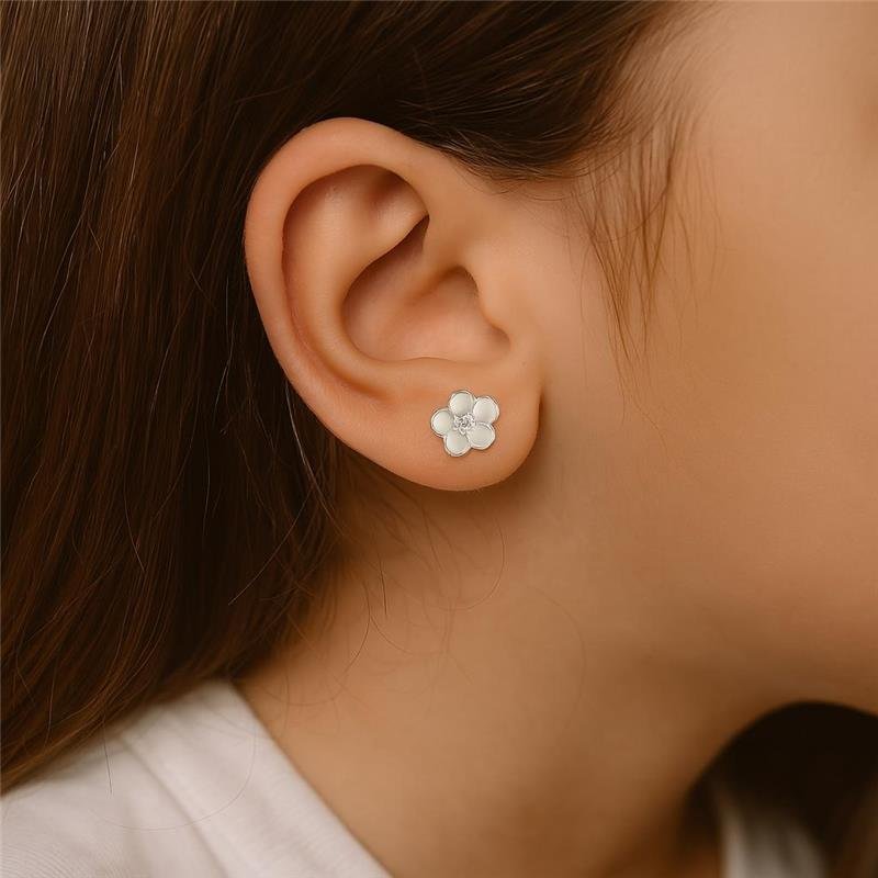 Brinco Prata 925 Flor com Pontinho de Luz