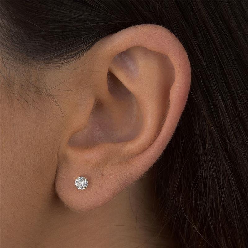 Brinco Prata 925 Ponto De Luz 4mm Tarraxa Baby