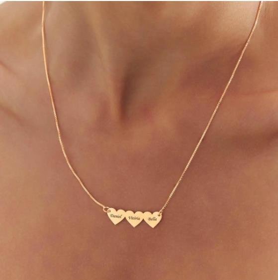 Gargantilha Coração Personalizada 3 Nomes