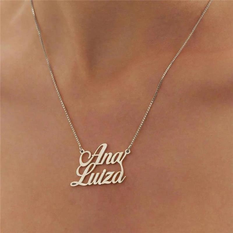 Gargantilha Personalizada Nome Com Até Dezesseis Letras Prata Legítima