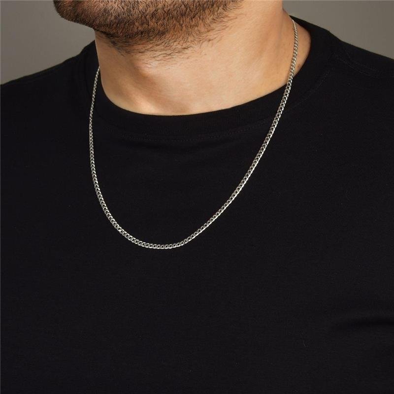 Corrente Masculina Prata 925 Groumette 60cm 3mm