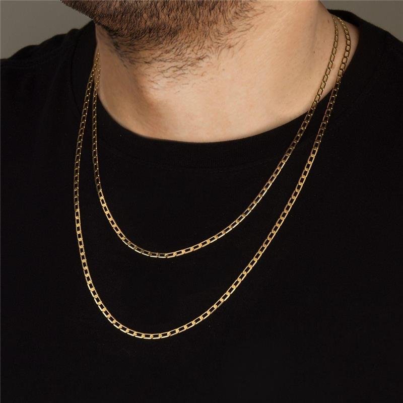Corrente Masculina Elo Retangular 70cm 3mm
