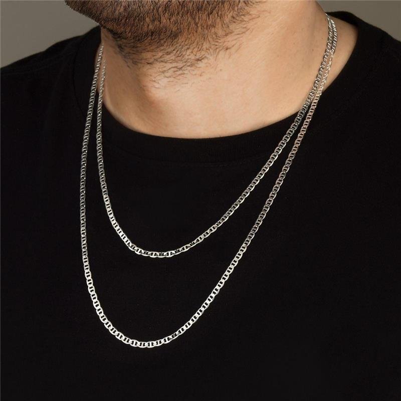 Corrente Masculina Prata Leve Elo Clips 60cm 4mm