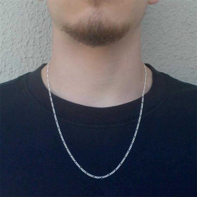 Corrente Masculina Prata Legítima Fígaro 60cm 2mm