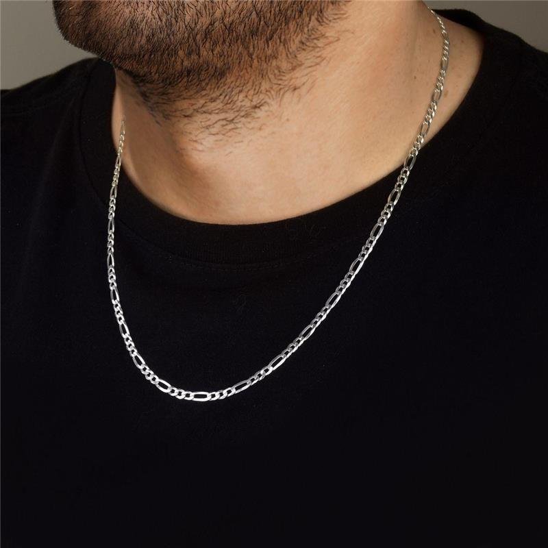 Corrente Masculina Prata Legítima Fígaro 60cm 4mm