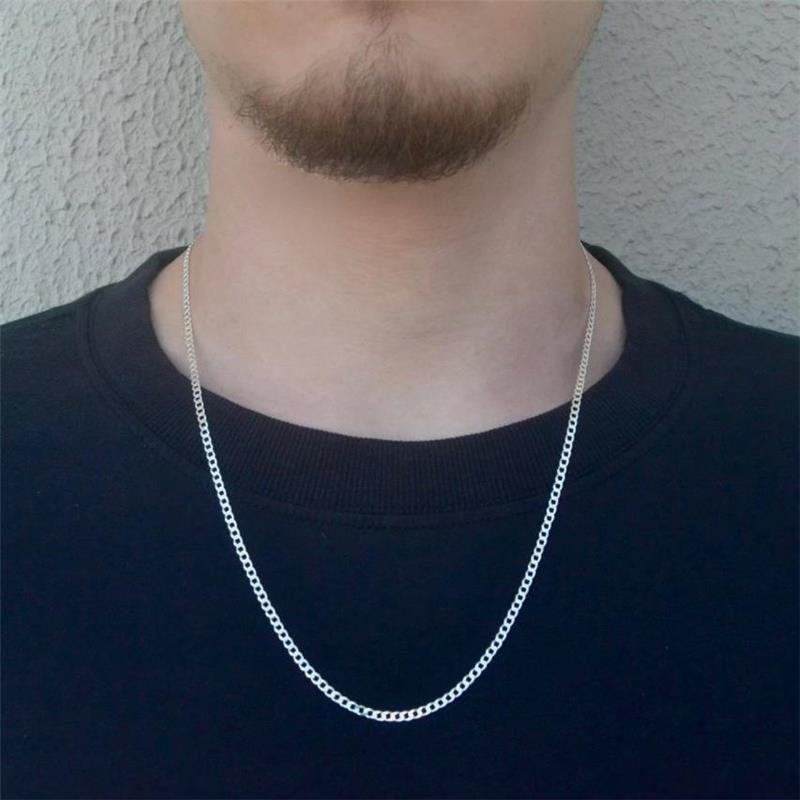 Corrente Masculina Prata Legítima Groumette 60cm 3mm