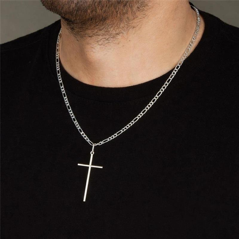 Pingente Prata Leve Unissex Cruz Lisa 