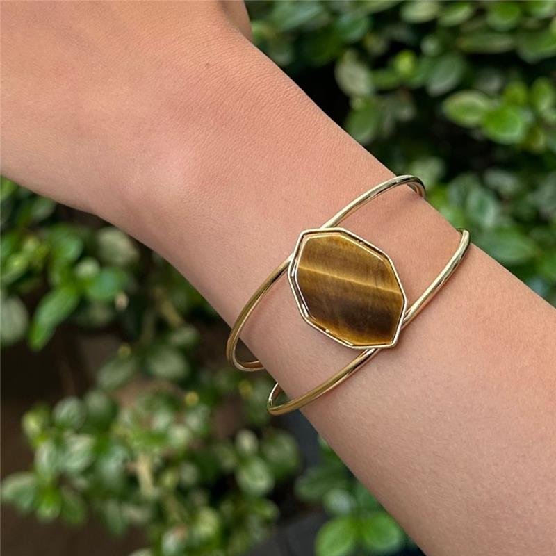 Bracelete Olho de Tigre Geométrico
