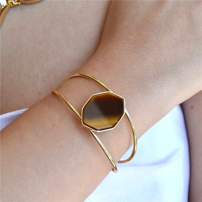 Bracelete Olho de Tigre Geométrico