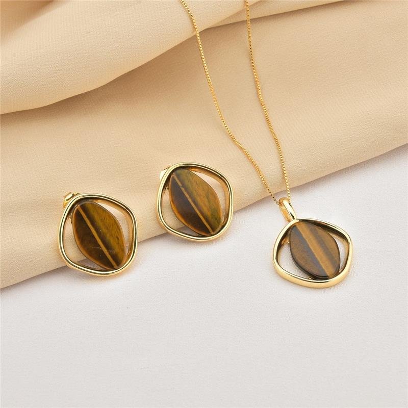 Colar Olho de Tigre Geométrico