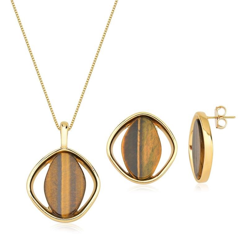 Colar Olho de Tigre Geométrico