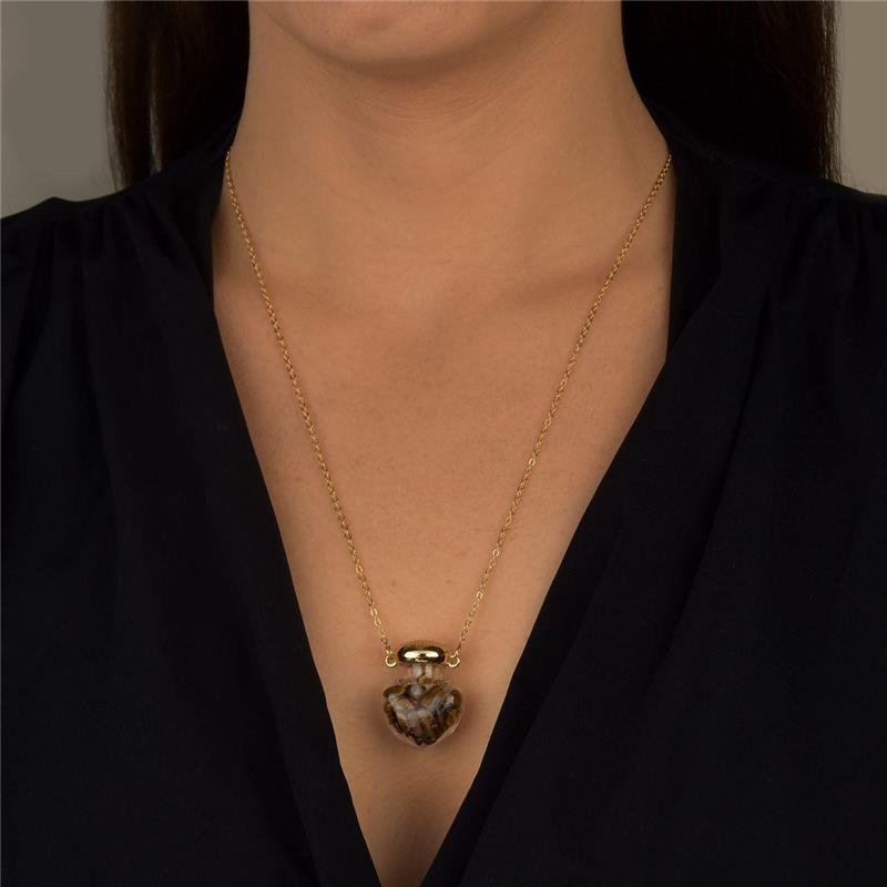 Colar Olho de Tigre Pingente de Vidro 60cm