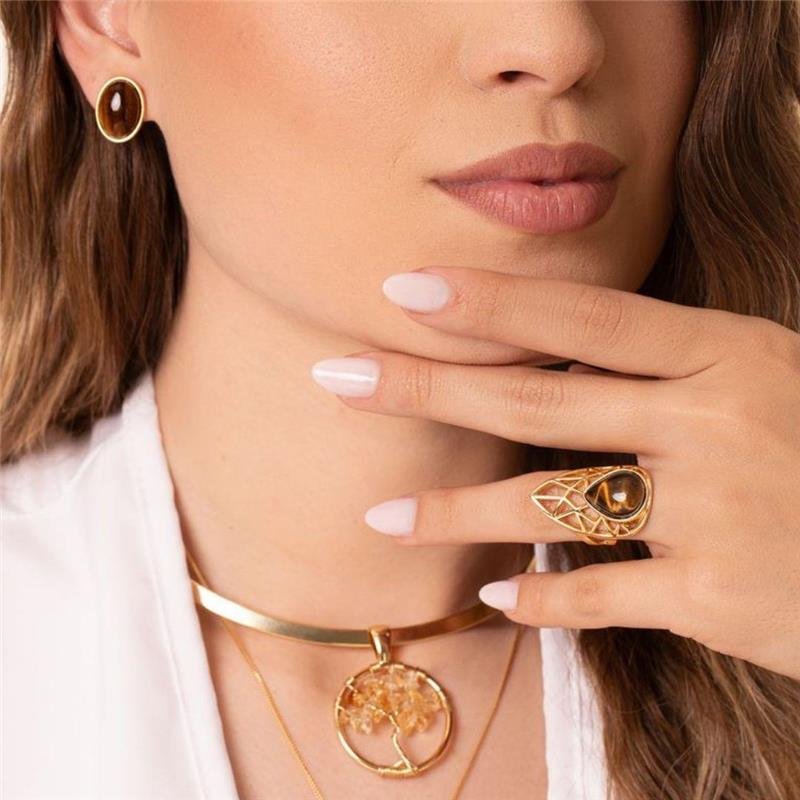 Anel Olho de Tigre Gota Trama