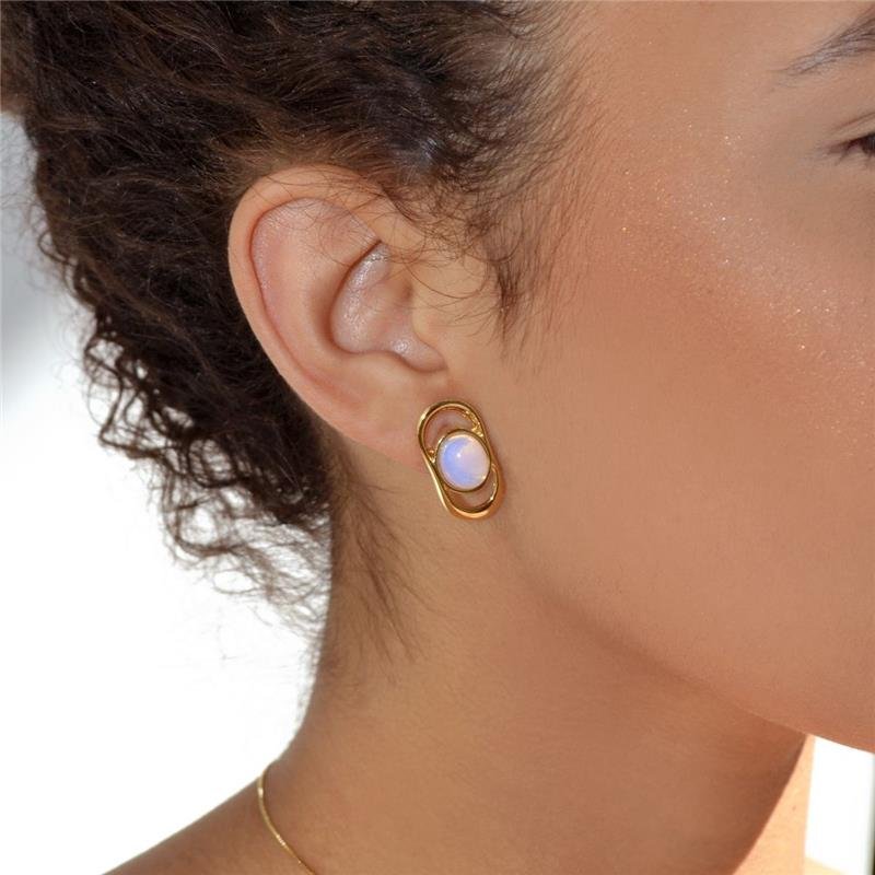 Conjunto Pedra da Lua Opalina Occhio Bello