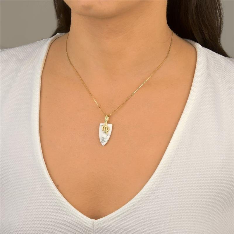 Colar Howlita Branca Signo Virgem