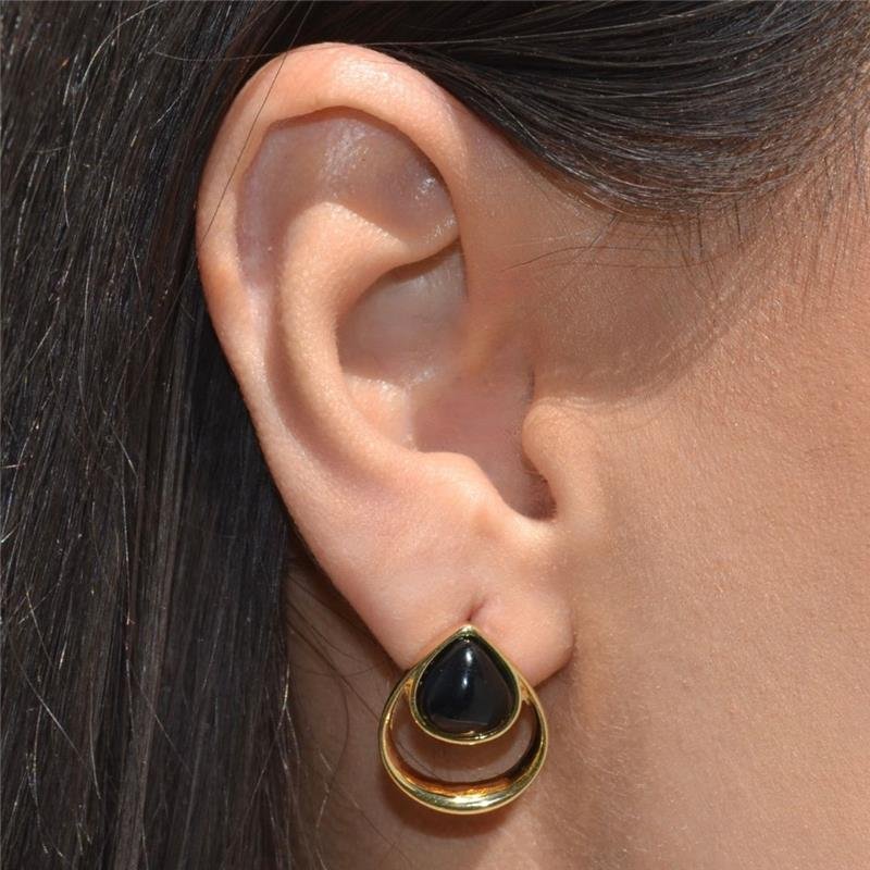 Brinco Ágata Negra Gota