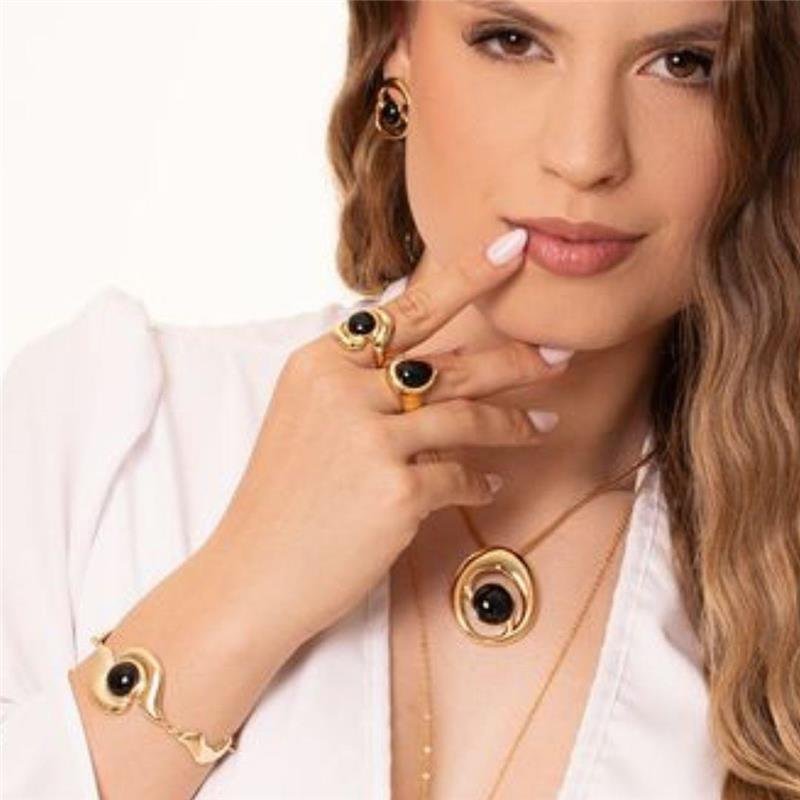 Bracelete Ágata Negra Redonda