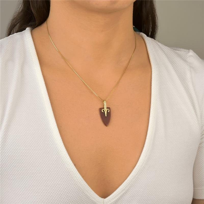 Colar Ágata Vermelha Signo Áries