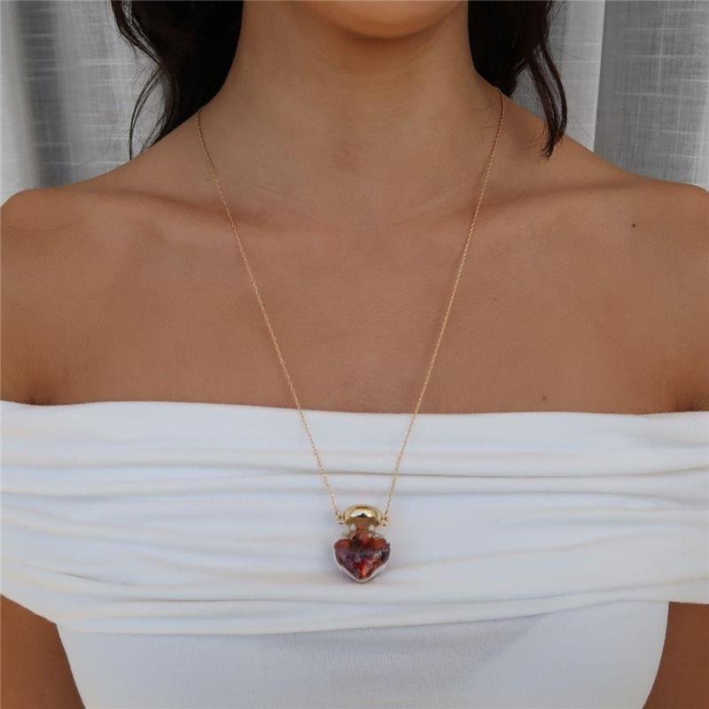 Colar Amuleto Ágata Vermelha Longo 60cm