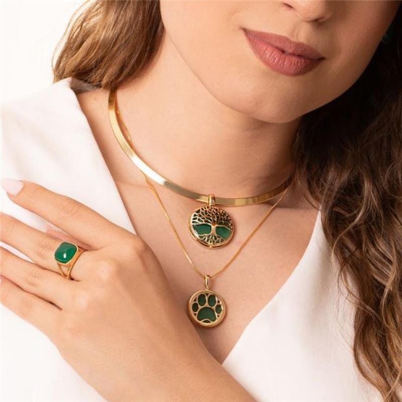 Colar Ágata Verde Patinha Pet