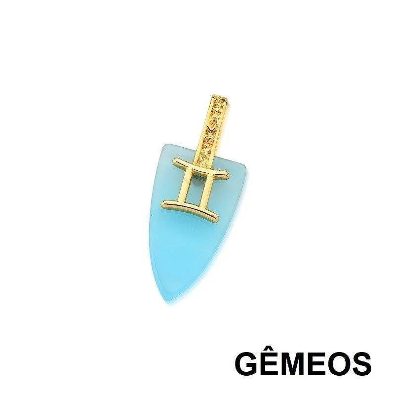 Colar Ágata Azul Céu Signo Gêmeos