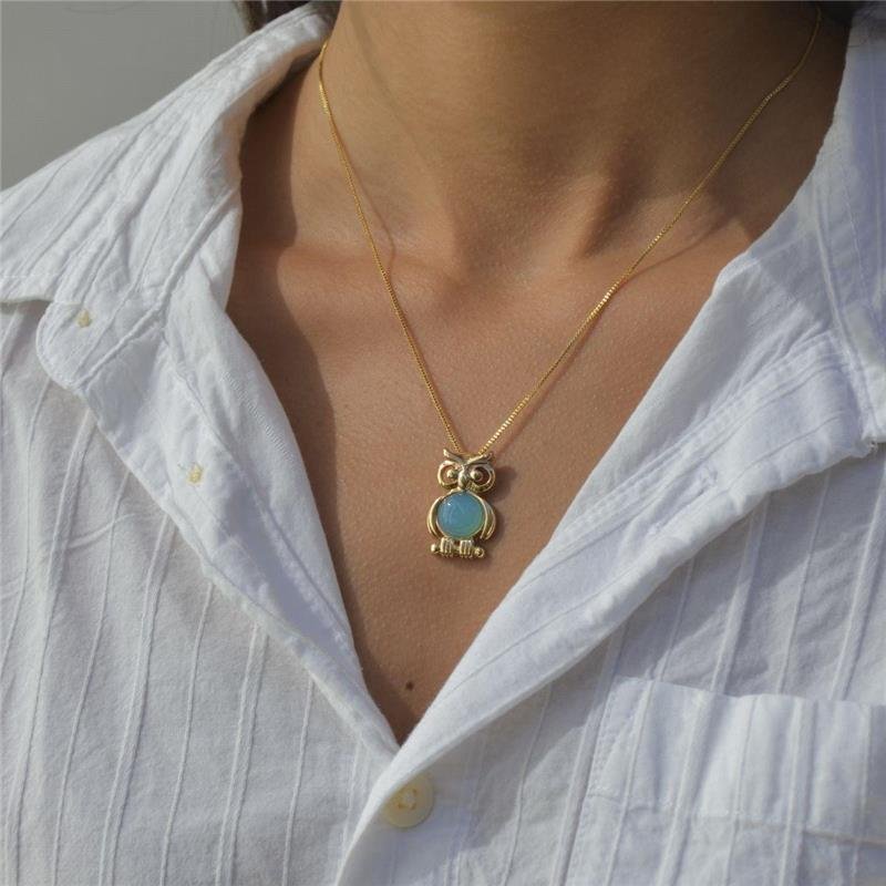 Colar Ágata Azul Céu Coruja