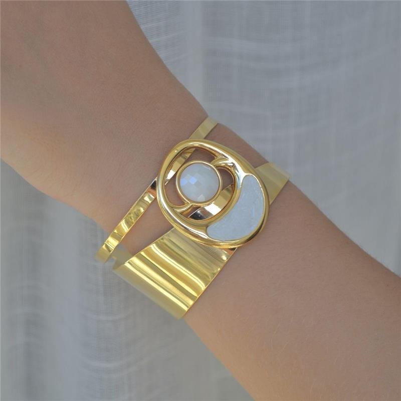 Bracelete Pedras Naturais Porcelana e Selenita