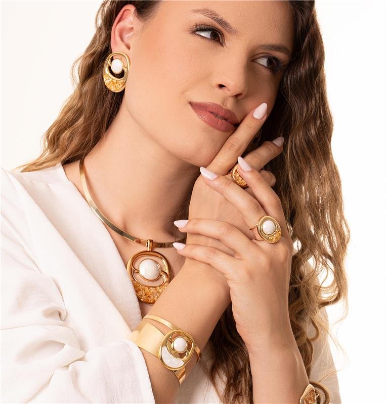 Bracelete Pedras Naturais Porcelana e Selenita