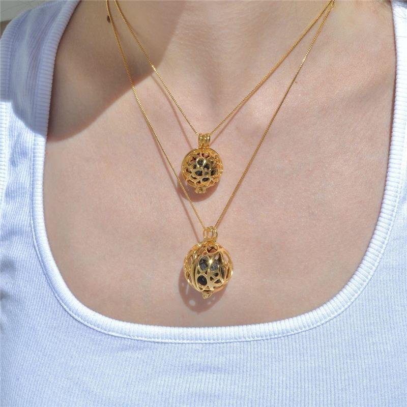 Colar Pingente Difusor Aromático Pedra Vulcânica