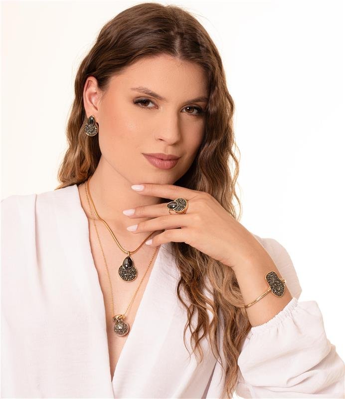 Colar Amuleto De Pirita Longo 60cm