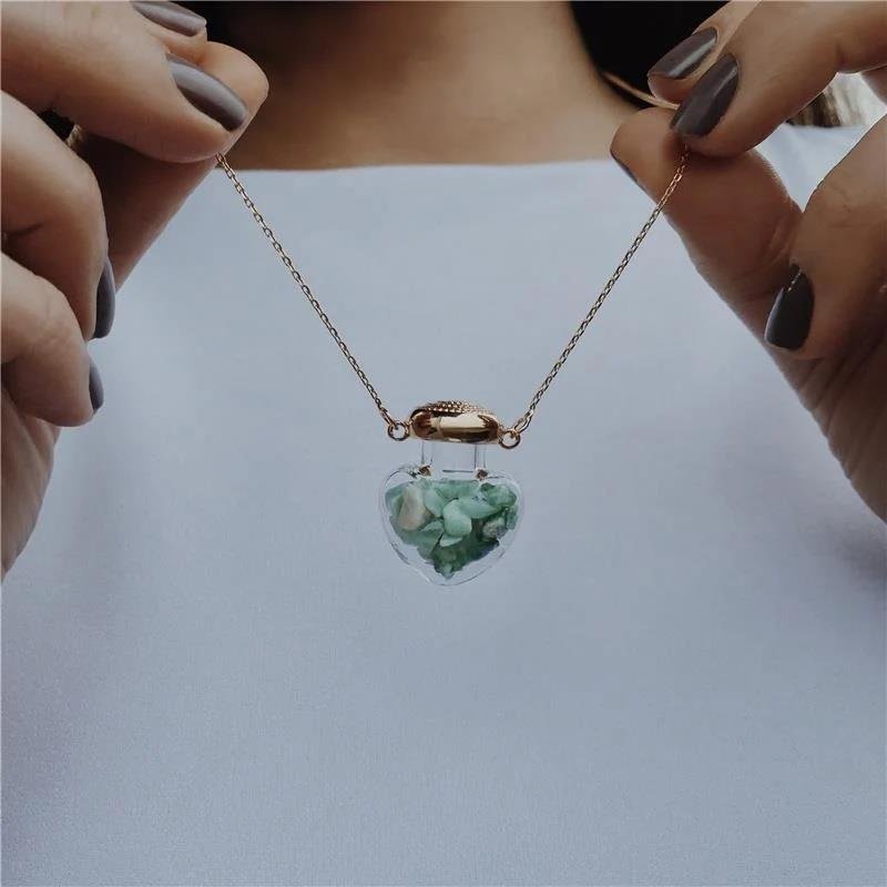 Colar Amuleto Quartzo Verde Longo 60cm