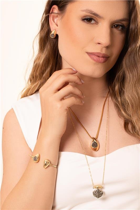 Colar Amuleto De Pirita Longo 60cm