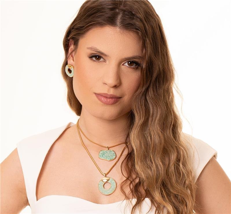 Conjunto Fragmentos Amazonita Verde Redondo