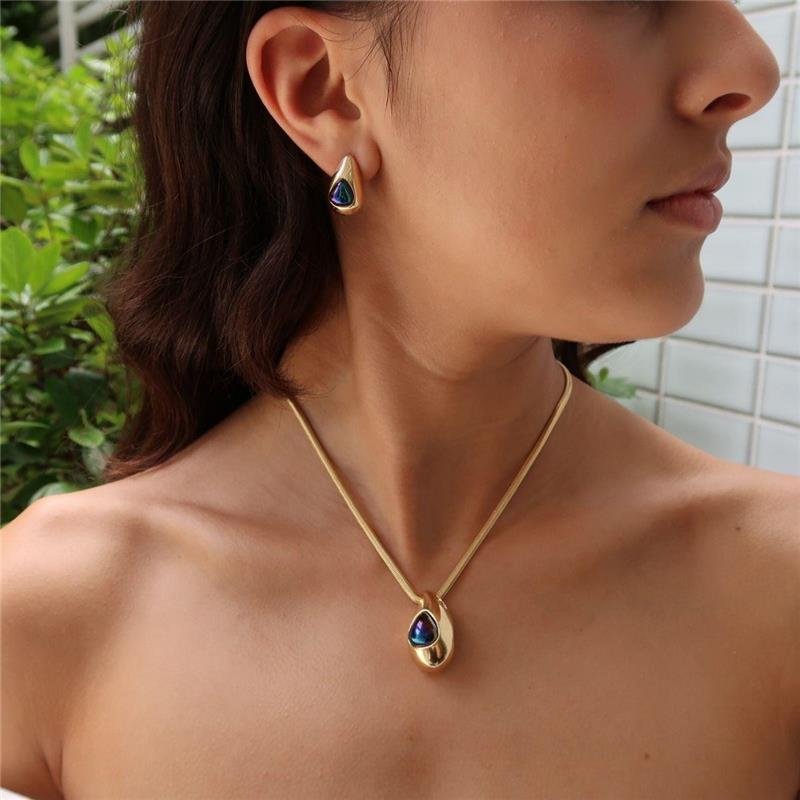 Conjunto Ágata Metalizada Gota