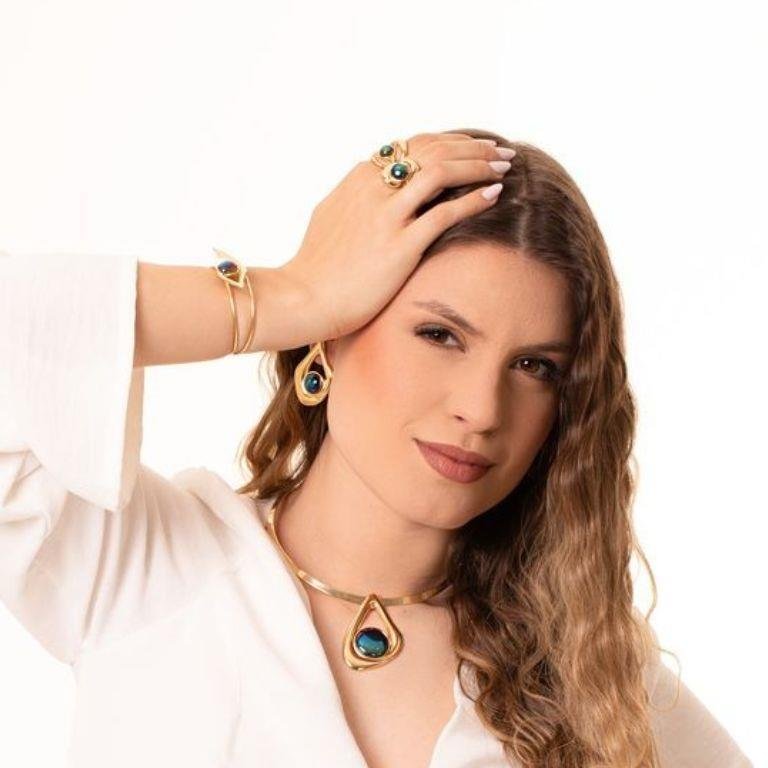 Anel Ágata Metalizada Orgânico Fluido