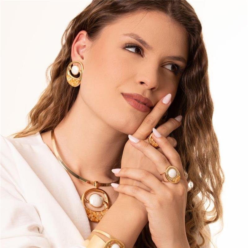 Conjunto Porcelana Facetada e Citrino