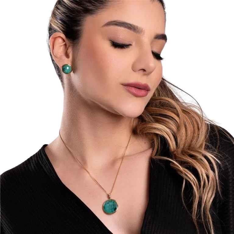 Colar Esmeralda Redondo Facetado