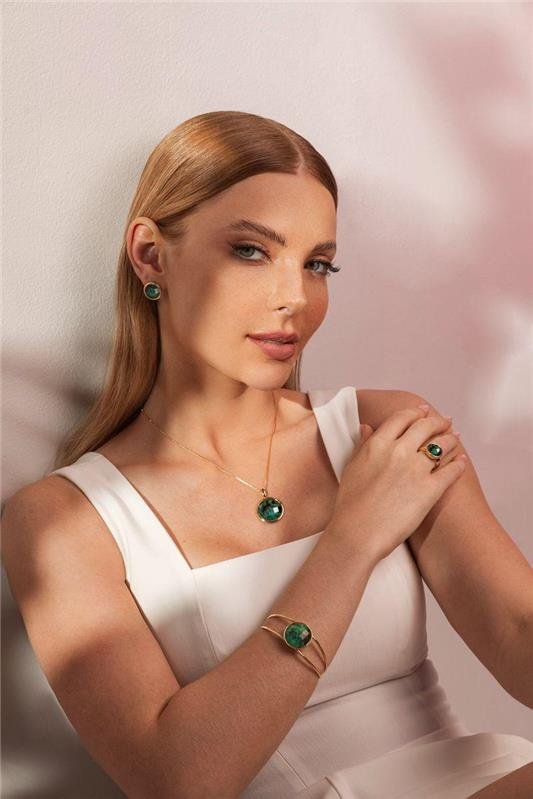 Colar Esmeralda Redondo Facetado