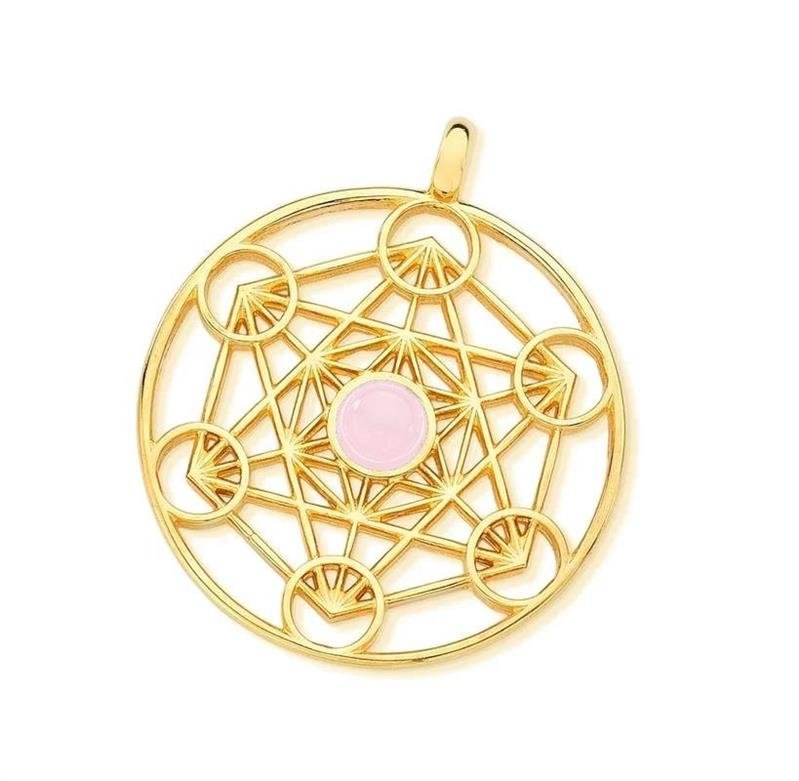 Colar Quartzo Rosa Mandala Amuleto