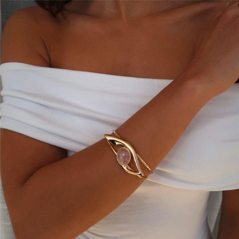 Bracelete Quartzo Rosa Duas Linhas